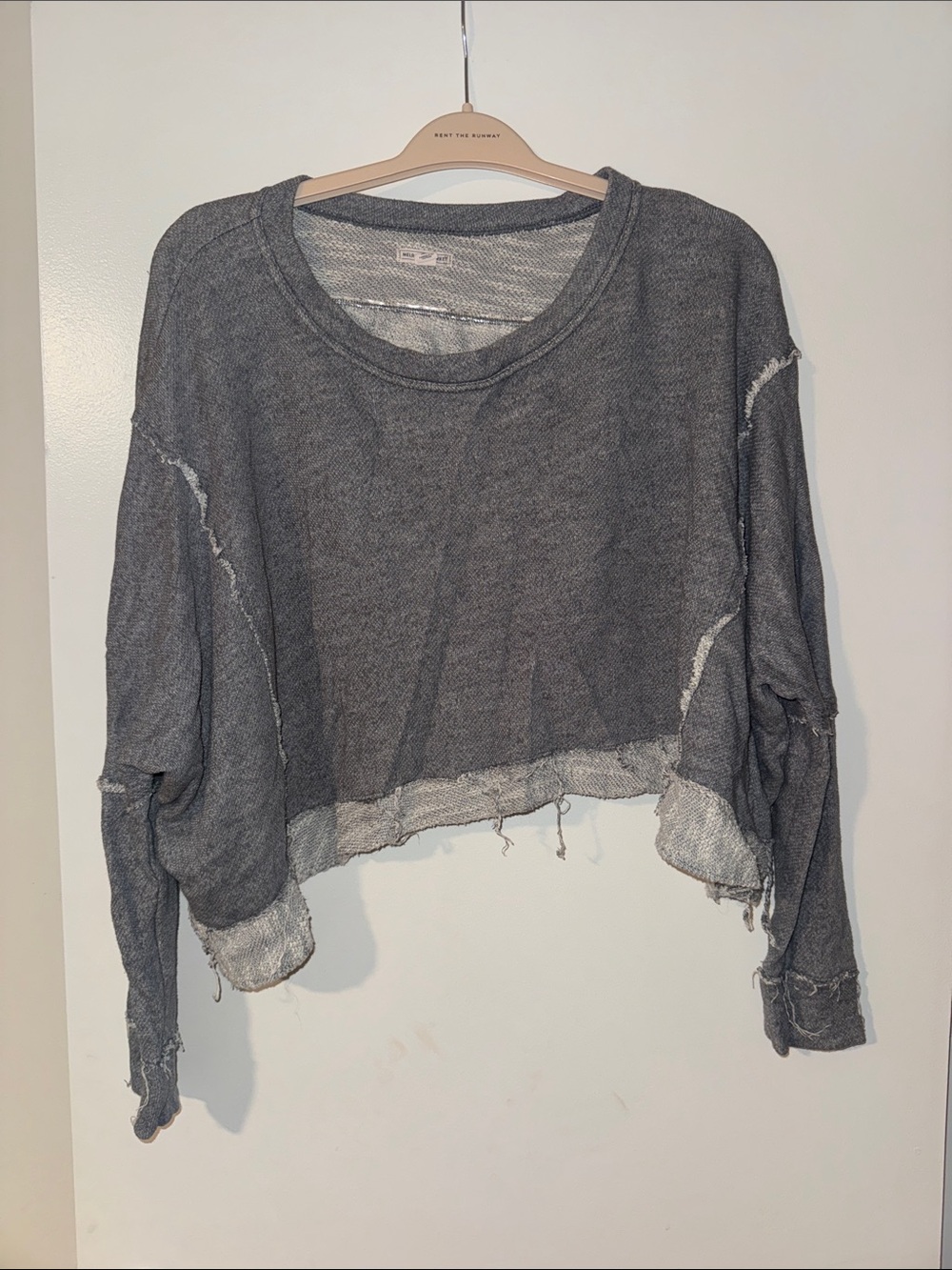 Relaxed Crop Long-Sleeve Lightweight Gray Sweatshirt